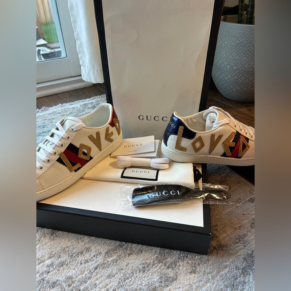 AUTHENTIC Gucci Aces “LOVED” - Picture 1 of 8